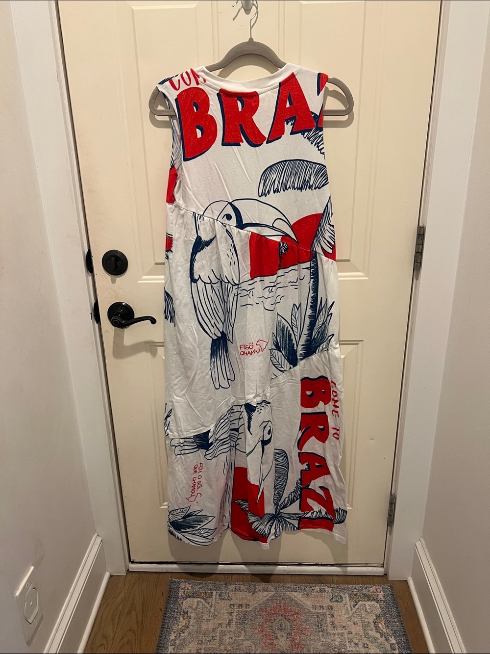 FARM Rio for Anthro White Dress with Red and Navy Brazil Graphic small - Picture 3 of 6